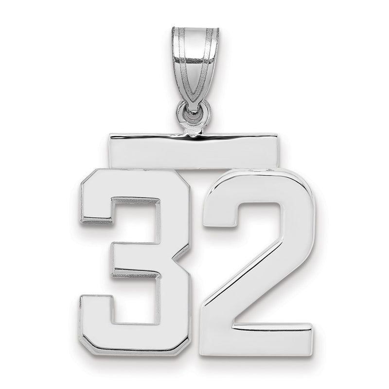 14k White Goldw Medium Polished Number 32 Charm