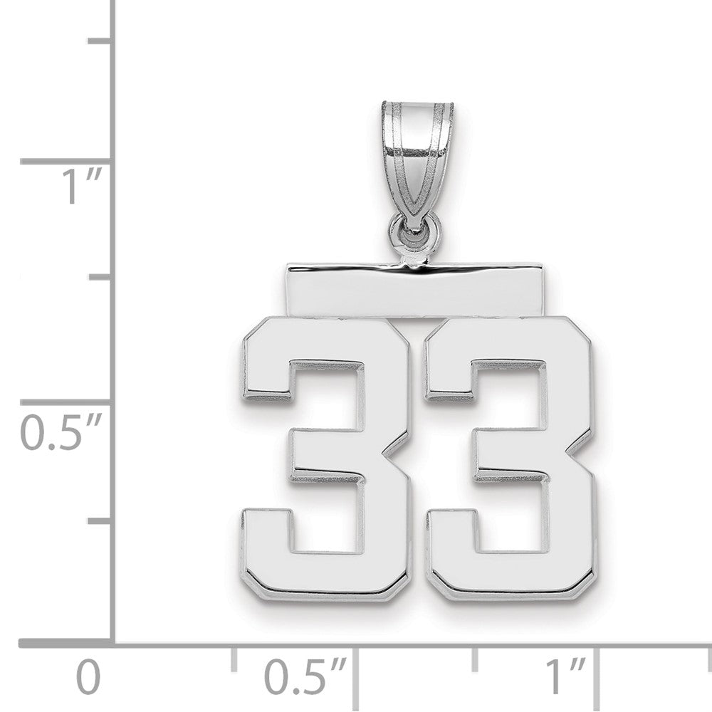 14k White Goldw Medium Polished Number 33 Charm