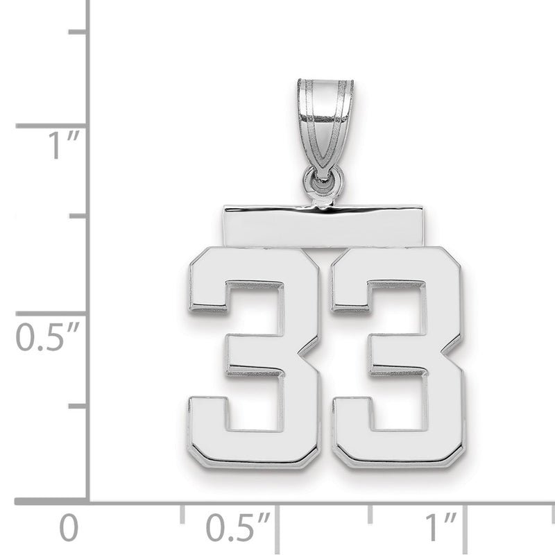 14k White Goldw Medium Polished Number 33 Charm