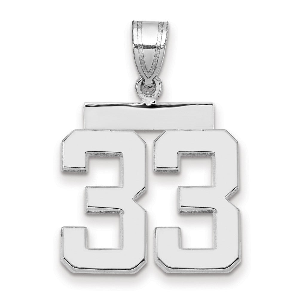 14k White Goldw Medium Polished Number 33 Charm