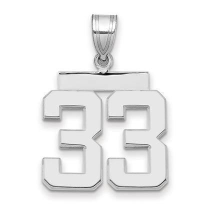 14k White Goldw Medium Polished Number 33 Charm