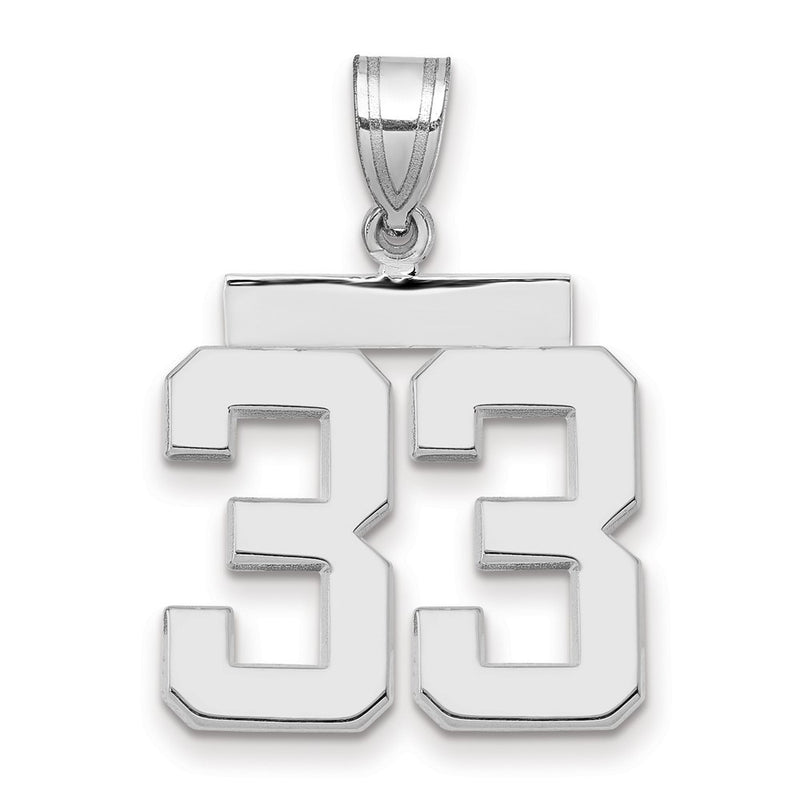 14k White Goldw Medium Polished Number 33 Charm