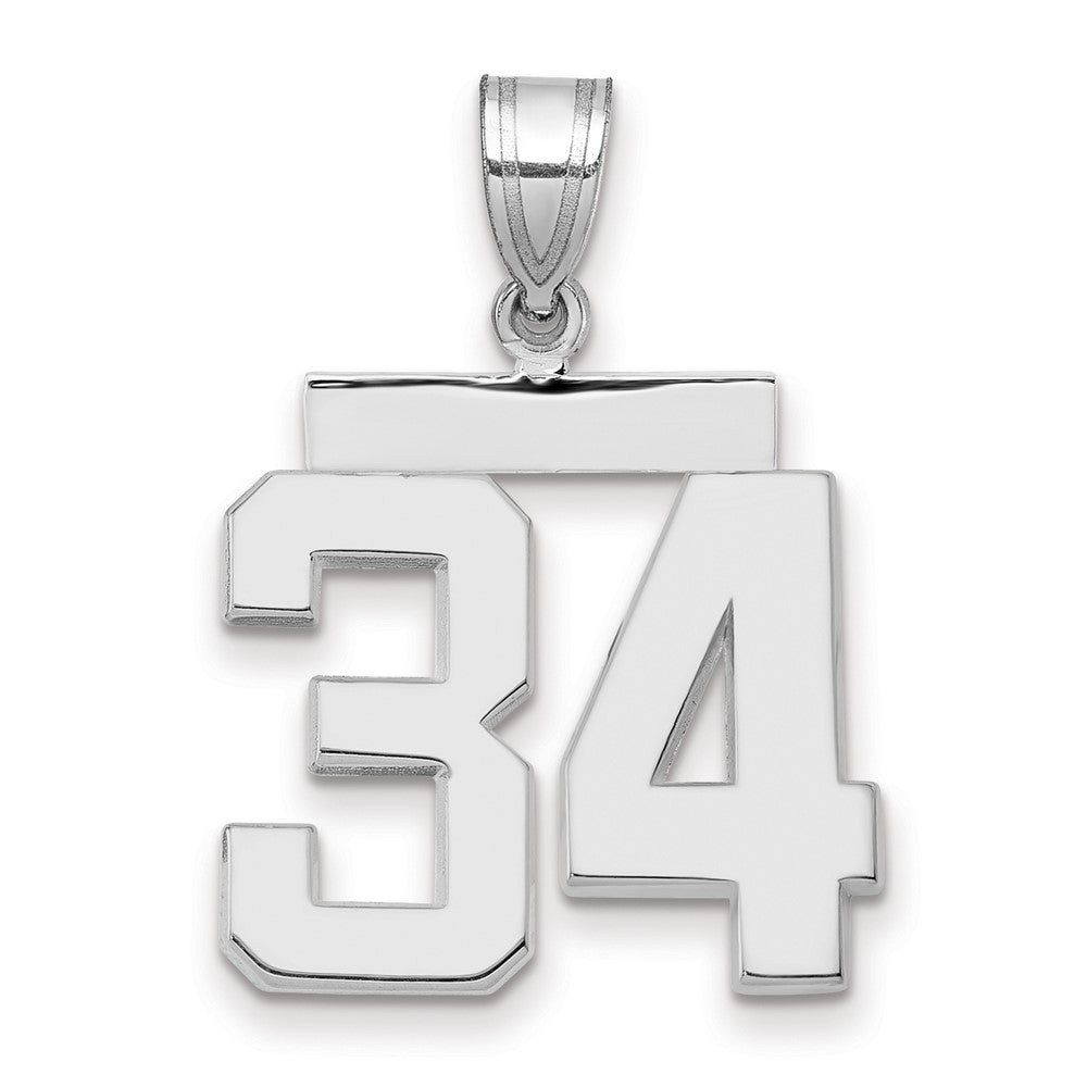 14k White Goldw Medium Polished Number 34 Charm