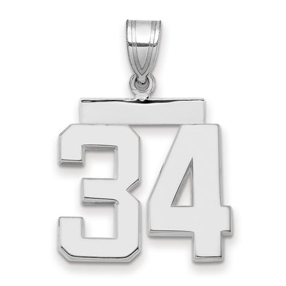 14k White Goldw Medium Polished Number 34 Charm