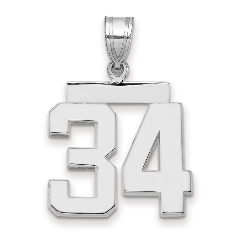 14k White Goldw Medium Polished Number 34 Charm