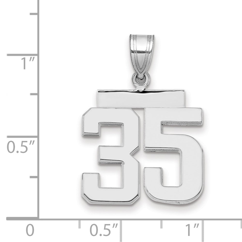 14k White Goldw Medium Polished Number 35 Charm
