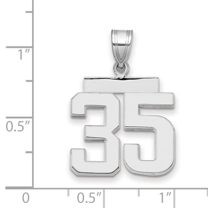 14k White Goldw Medium Polished Number 35 Charm