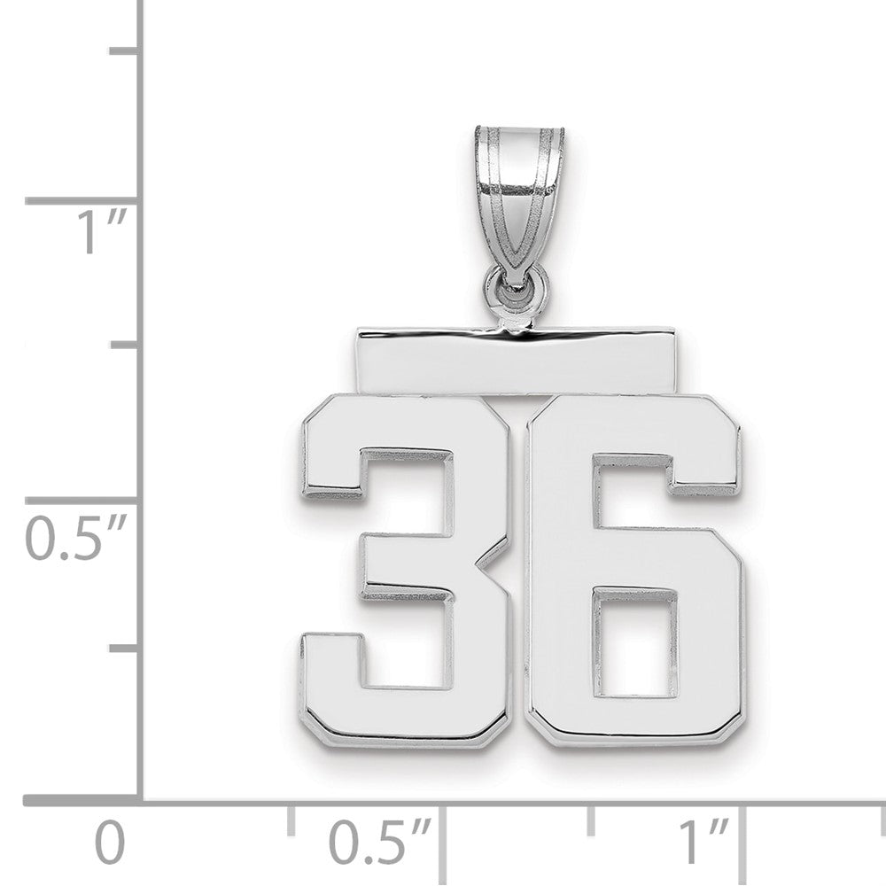 14k White Goldw Medium Polished Number 36 Charm