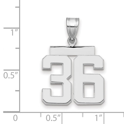 14k White Goldw Medium Polished Number 36 Charm