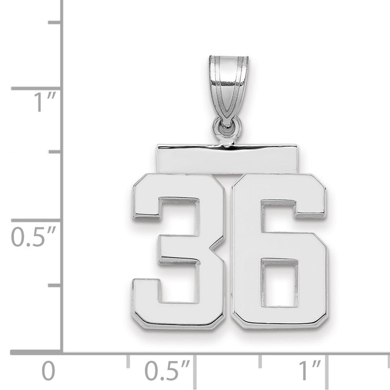 14k White Goldw Medium Polished Number 36 Charm