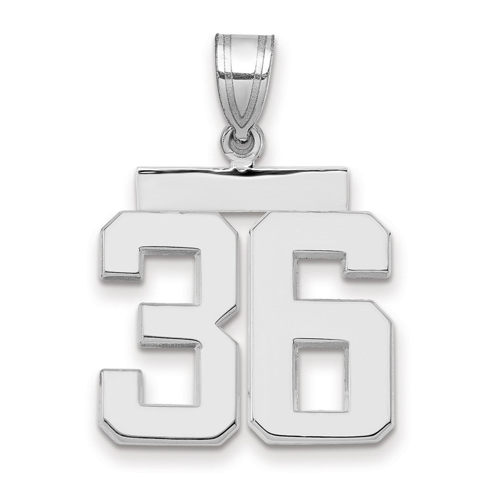 14k White Goldw Medium Polished Number 36 Charm