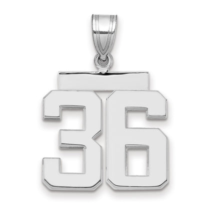 14k White Goldw Medium Polished Number 36 Charm