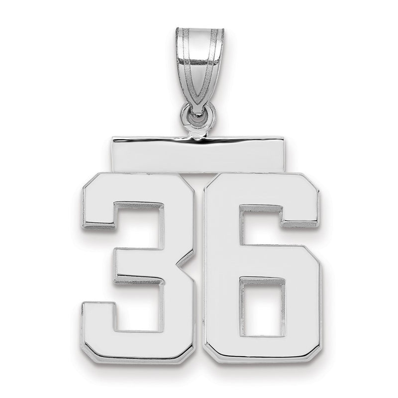 14k White Goldw Medium Polished Number 36 Charm