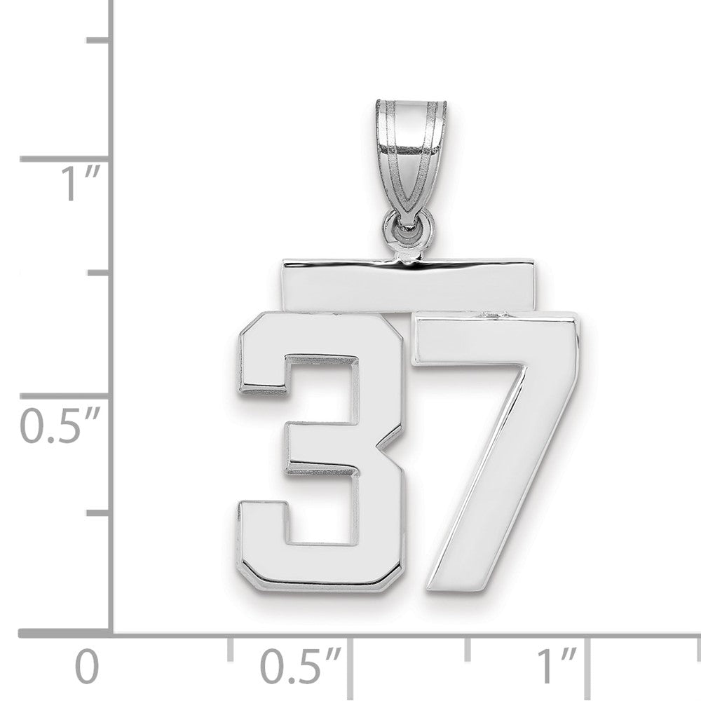 14k White Goldw Medium Polished Number 37 Charm