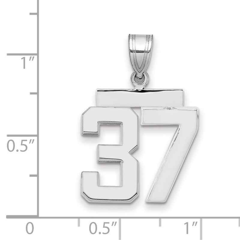 14k White Goldw Medium Polished Number 37 Charm