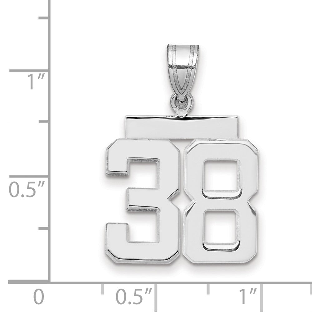14k White Goldw Medium Polished Number 38 Charm