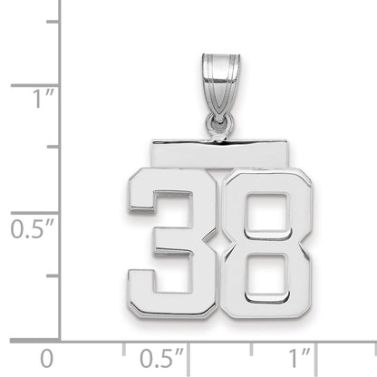 14k White Goldw Medium Polished Number 38 Charm