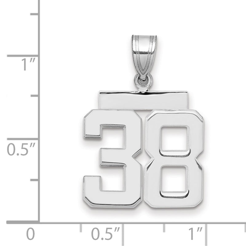 14k White Goldw Medium Polished Number 38 Charm