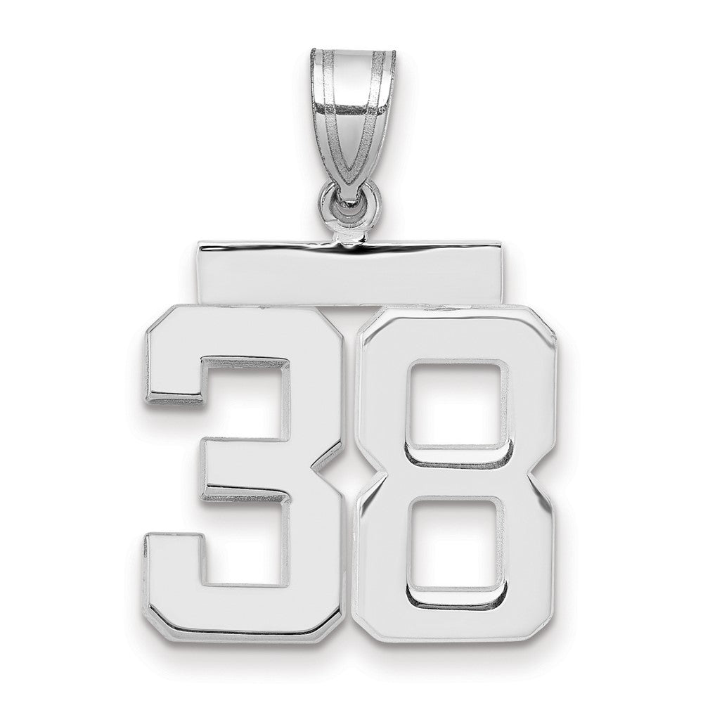 14k White Goldw Medium Polished Number 38 Charm