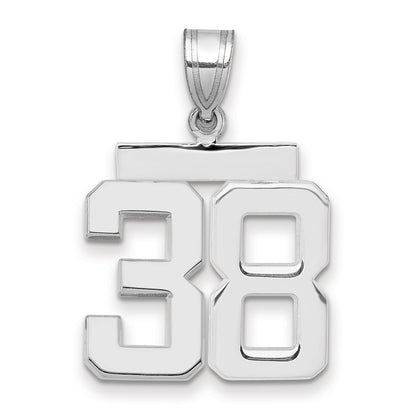 14k White Goldw Medium Polished Number 38 Charm