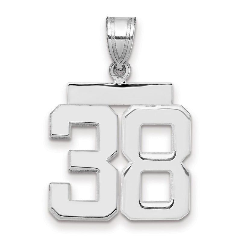 14k White Goldw Medium Polished Number 38 Charm