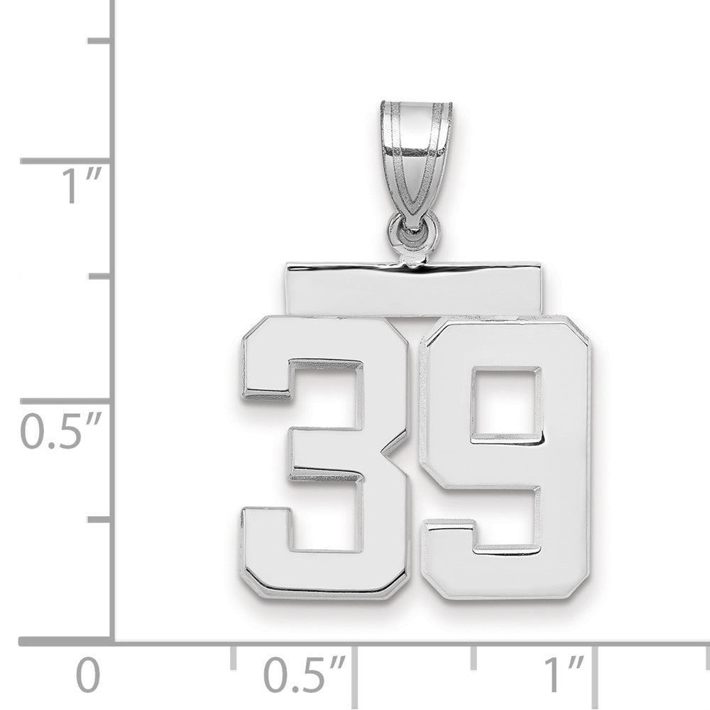 14k White Goldw Medium Polished Number 39 Charm