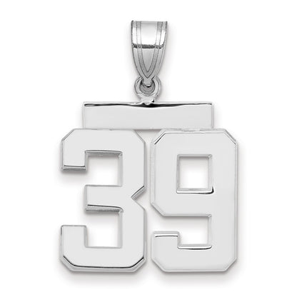 14k White Goldw Medium Polished Number 39 Charm