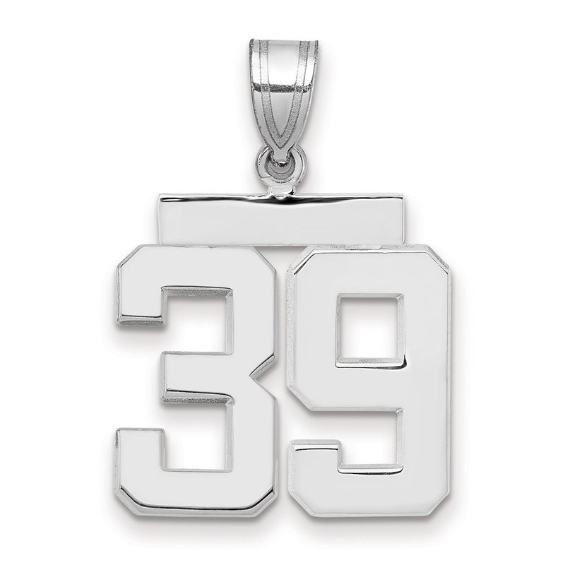 14k White Goldw Medium Polished Number 39 Charm