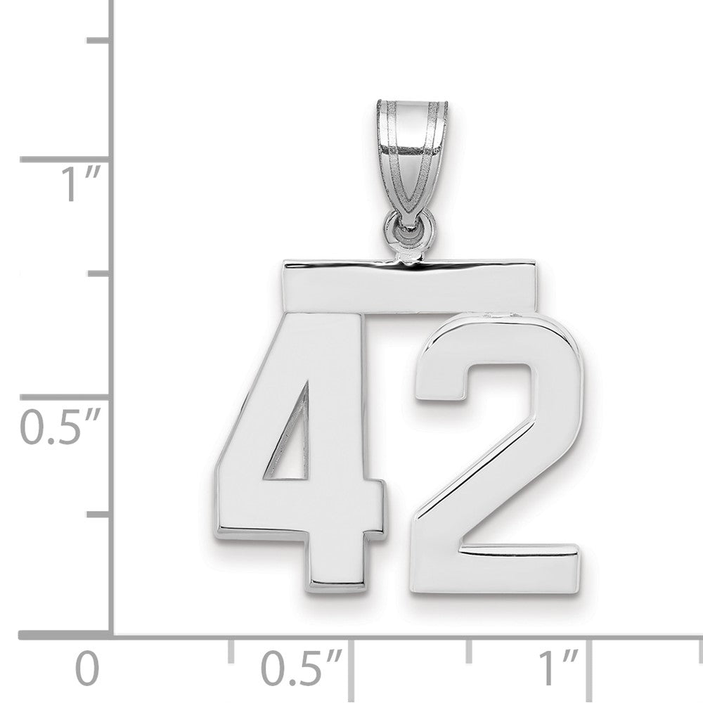 14k White Goldw Medium Polished Number 42 Charm