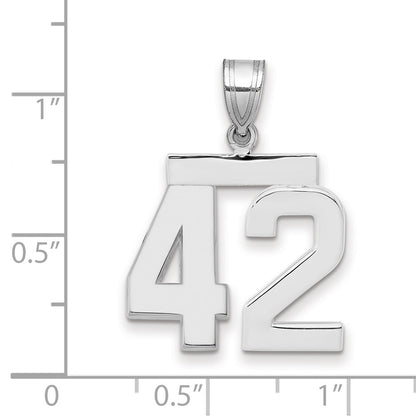 14k White Goldw Medium Polished Number 42 Charm