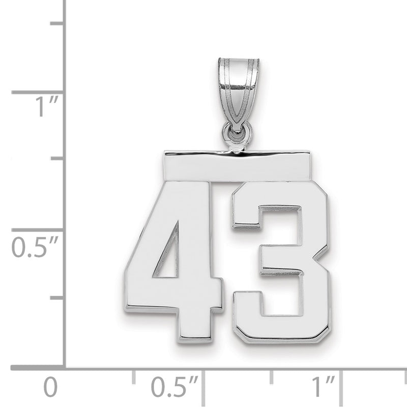 14k White Goldw Medium Polished Number 43 Charm