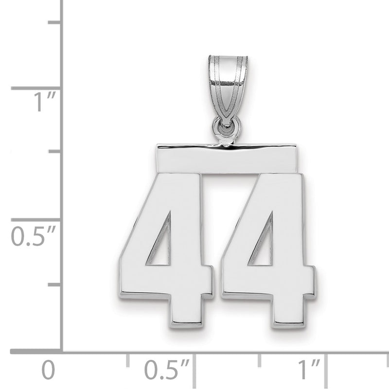14k White Goldw Medium Polished Number 44 Charm