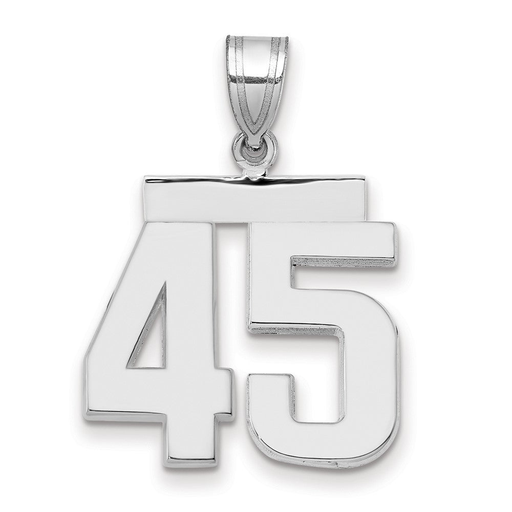 14k White Goldw Medium Polished Number 45 Charm