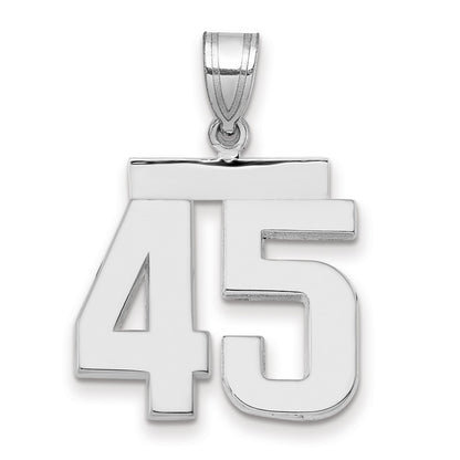 14k White Goldw Medium Polished Number 45 Charm