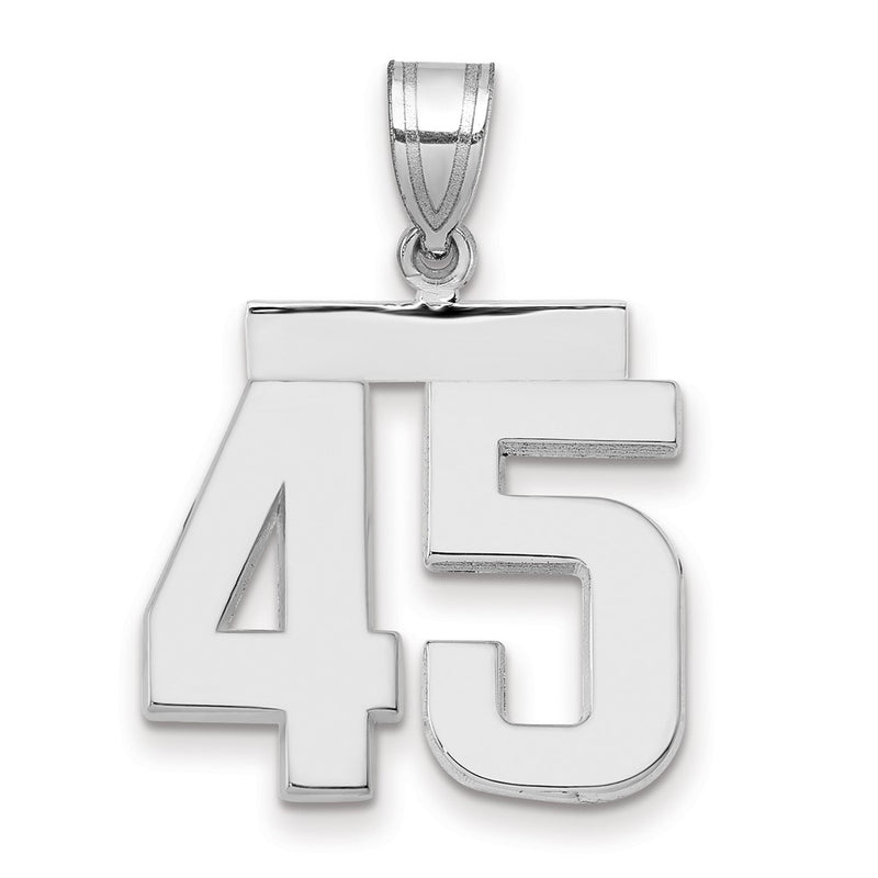 14k White Goldw Medium Polished Number 45 Charm
