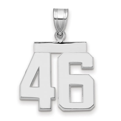 14k White Goldw Medium Polished Number 46 Charm