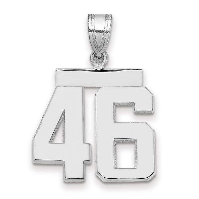 14k White Goldw Medium Polished Number 46 Charm