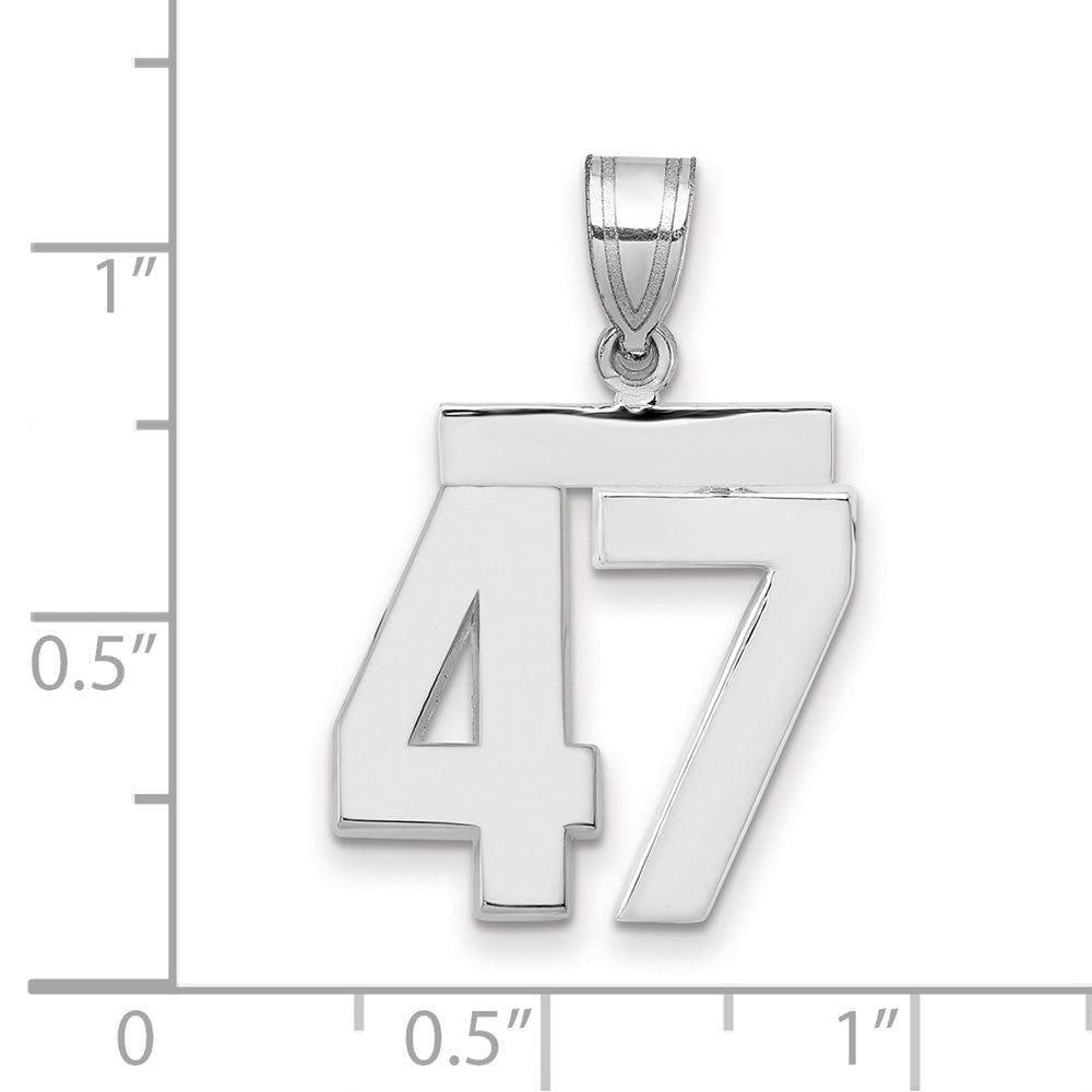 14k White Goldw Medium Polished Number 47 Charm