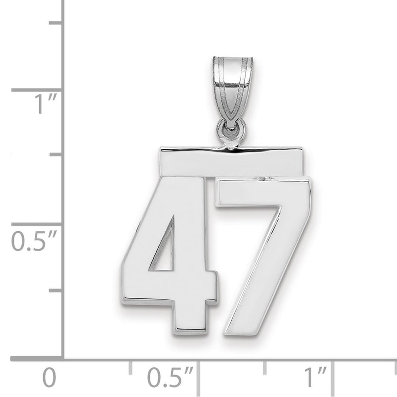 14k White Goldw Medium Polished Number 47 Charm