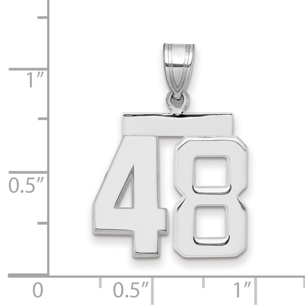 14k White Goldw Medium Polished Number 48 Charm