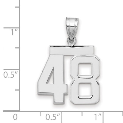 14k White Goldw Medium Polished Number 48 Charm