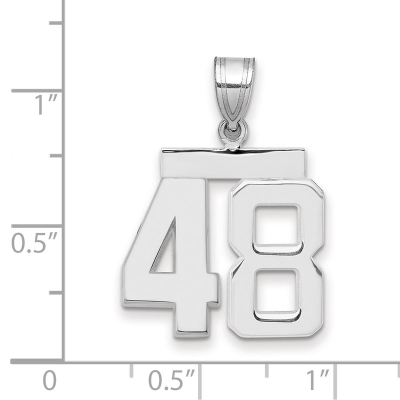 14k White Goldw Medium Polished Number 48 Charm