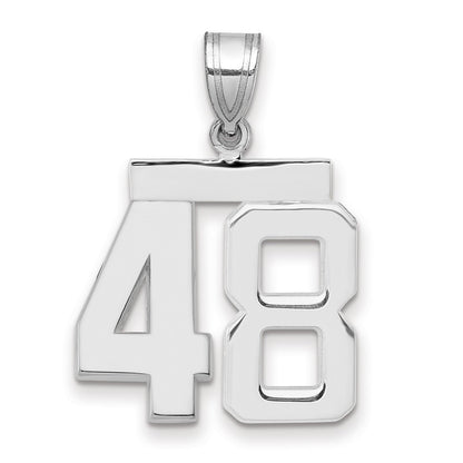 14k White Goldw Medium Polished Number 48 Charm