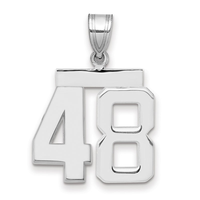 14k White Goldw Medium Polished Number 48 Charm