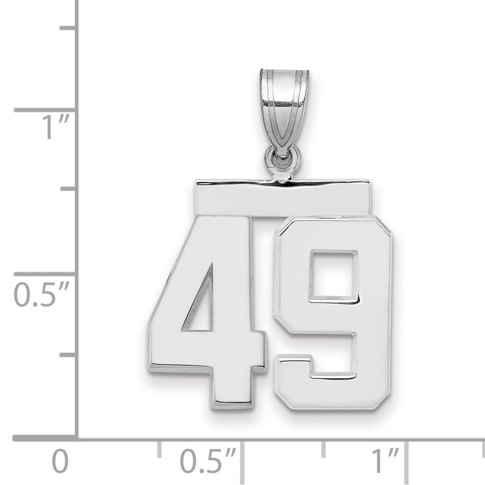 14k White Goldw Medium Polished Number 49 Charm