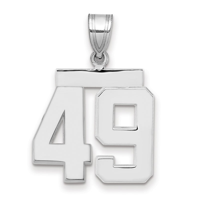14k White Goldw Medium Polished Number 49 Charm