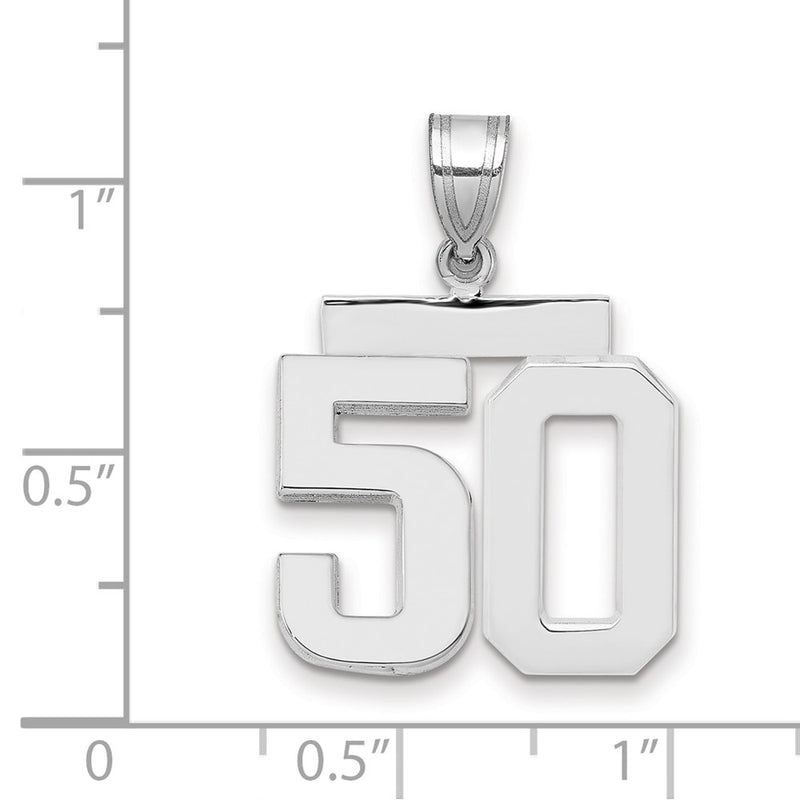14k White Goldw Medium Polished Number 50 Charm