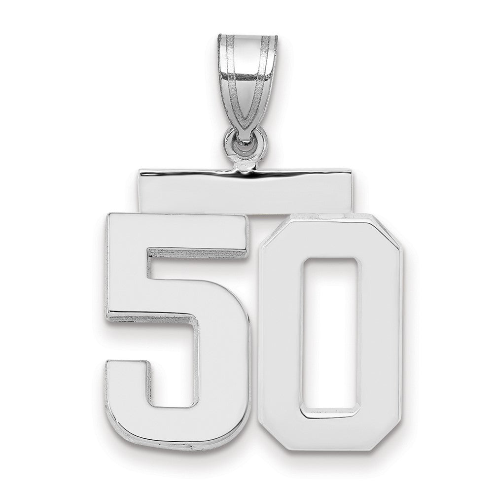 14k White Goldw Medium Polished Number 50 Charm