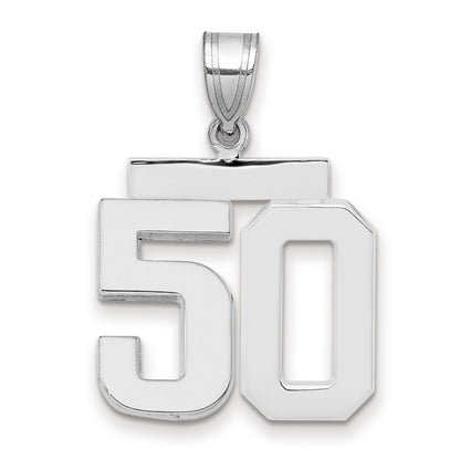 14k White Goldw Medium Polished Number 50 Charm