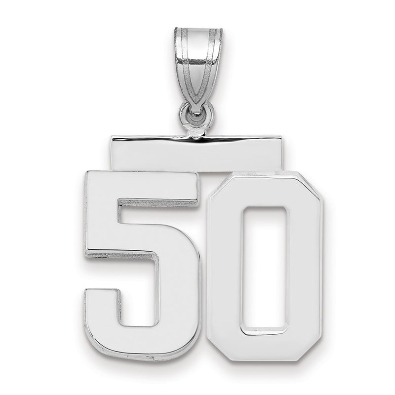 14k White Goldw Medium Polished Number 50 Charm